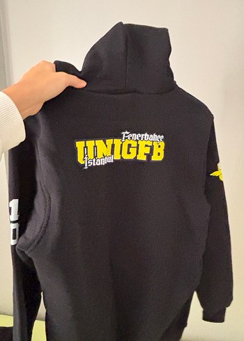 Fenerbahçe Baskılı Siyah Kapüşonlu Sweatshirt