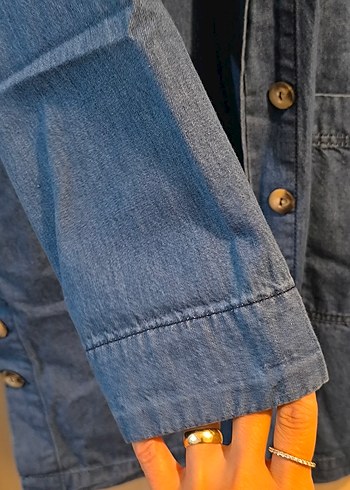 xxl Beden mavi Renk LCW Modest Gri Düğmeli Kısa Kollu Denim Ceket
