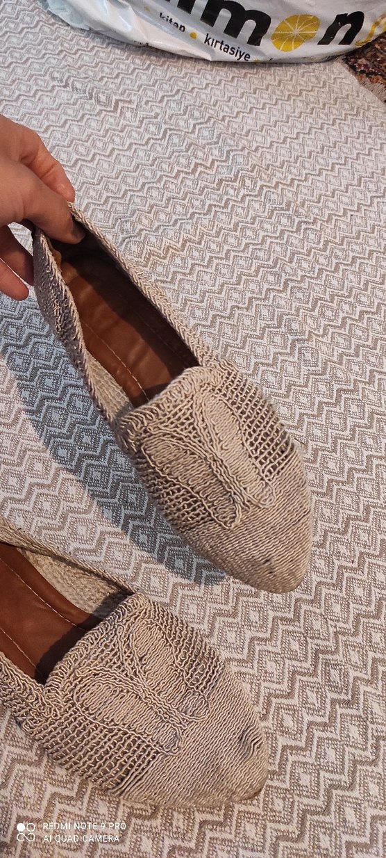 Bej Örgü Kadın Espadril Topuklu - Görsel 3