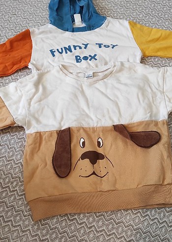 Kahverengi Erkek Çocuk Sweatshirt - Peluş Detaylı