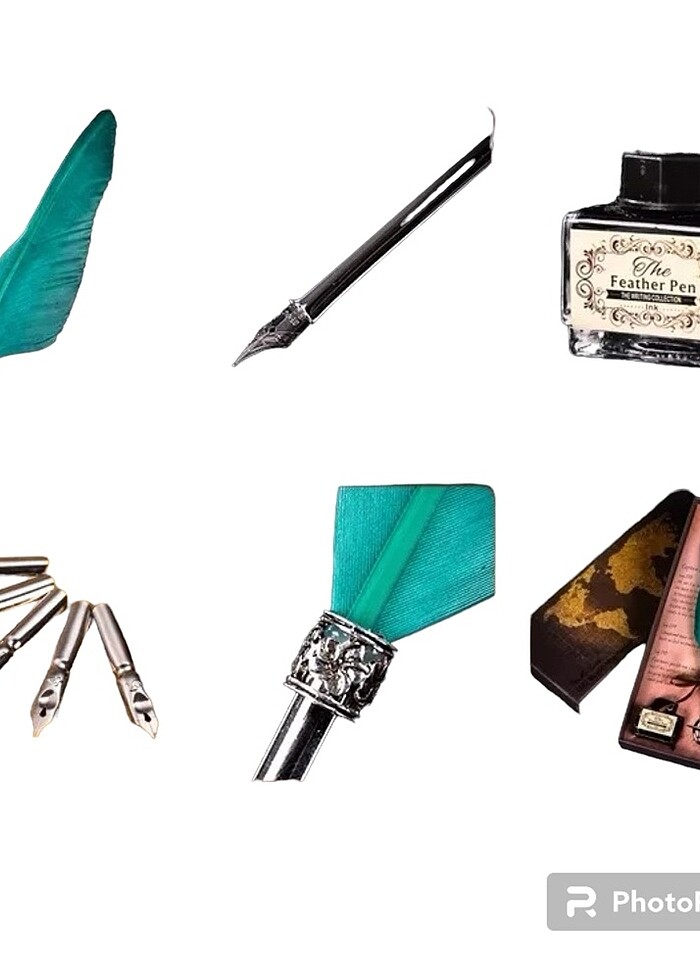 Turkuaz tüylü divit kalem seti - Görsel 3