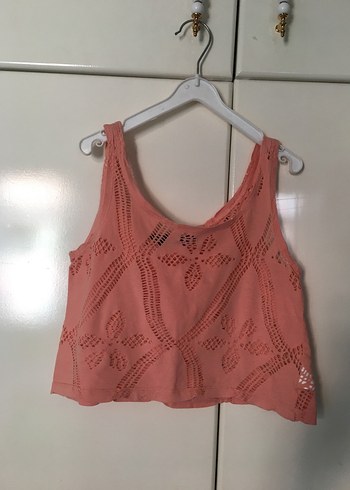 Dantel Detaylı Pembe Bohem Crop Top