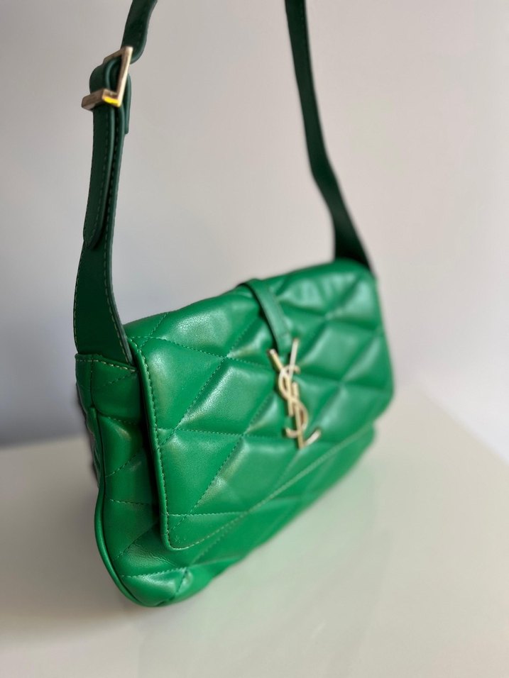 Yeşil Deri Kadın Omuz Çantası - Görsel 5