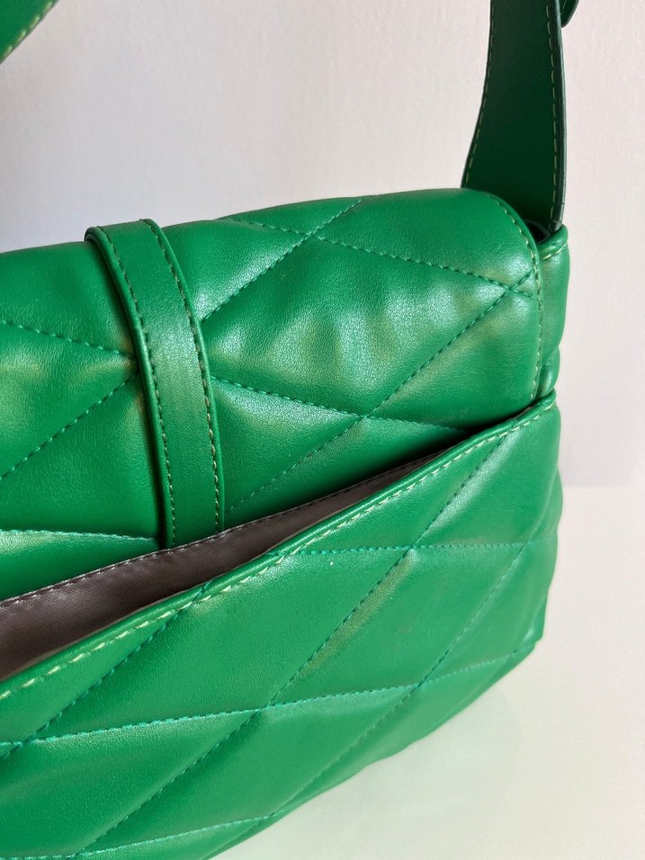 Yeşil Deri Kadın Omuz Çantası - Görsel 3