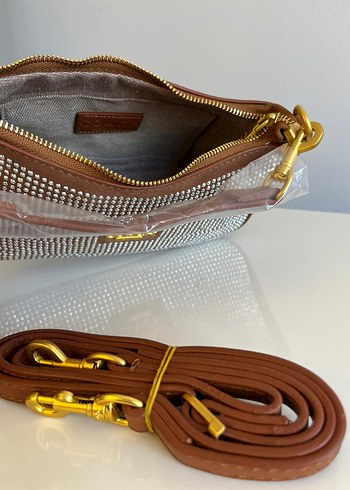 Kahverengi Deri Payetli Coach Kadın Çanta - Görsel 3