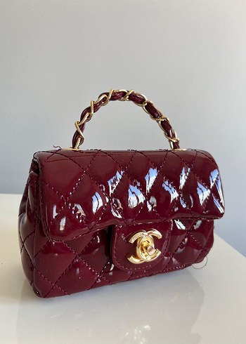 Bordo Parlak Deri Kadın Çanta - Görsel 2