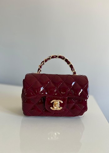 Bordo Parlak Deri Kadın Çanta - Görsel 6