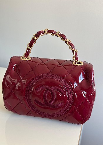 Bordo Parlak Deri Kadın Çanta - Görsel 7