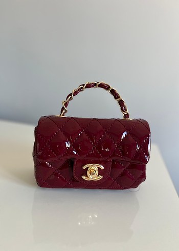 Bordo Parlak Deri Kadın Çanta - Görsel 5