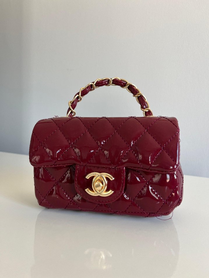 Bordo Parlak Deri Kadın Çanta - Görsel 4