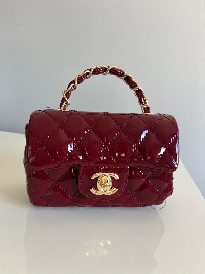 Bordo Parlak Deri Kadın Çanta - Görsel 3