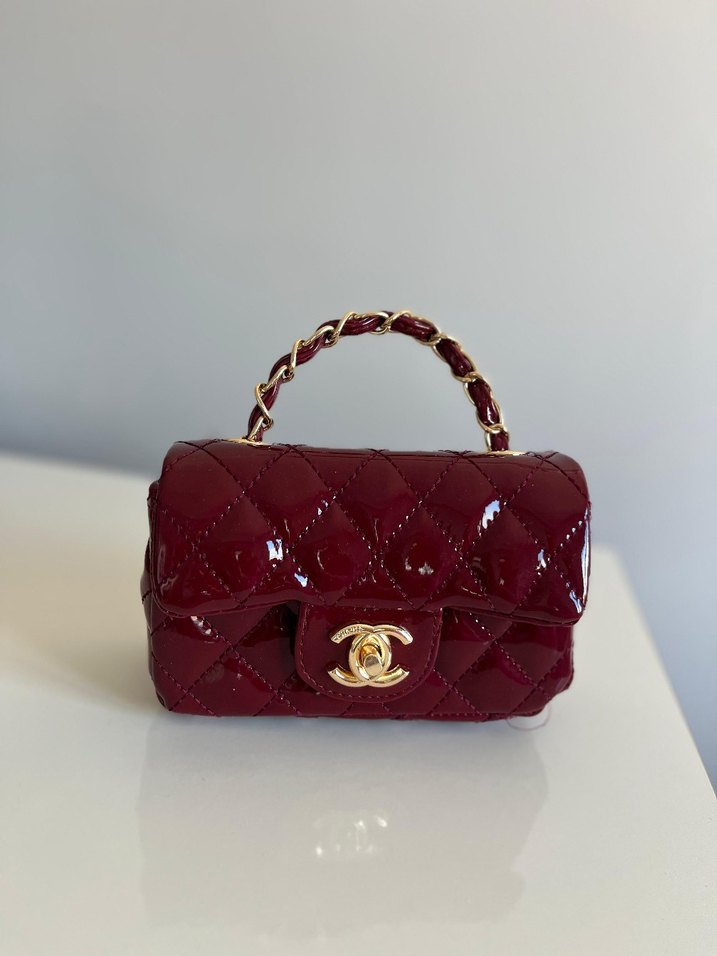 Bordo Parlak Deri Kadın Çanta - Görsel 5