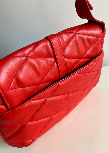 Kırmızı Deri Kadın Omuz Çantası - Görsel 10