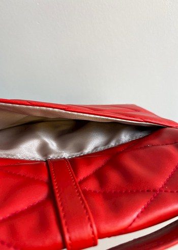 Kırmızı Deri Kadın Omuz Çantası - Görsel 8