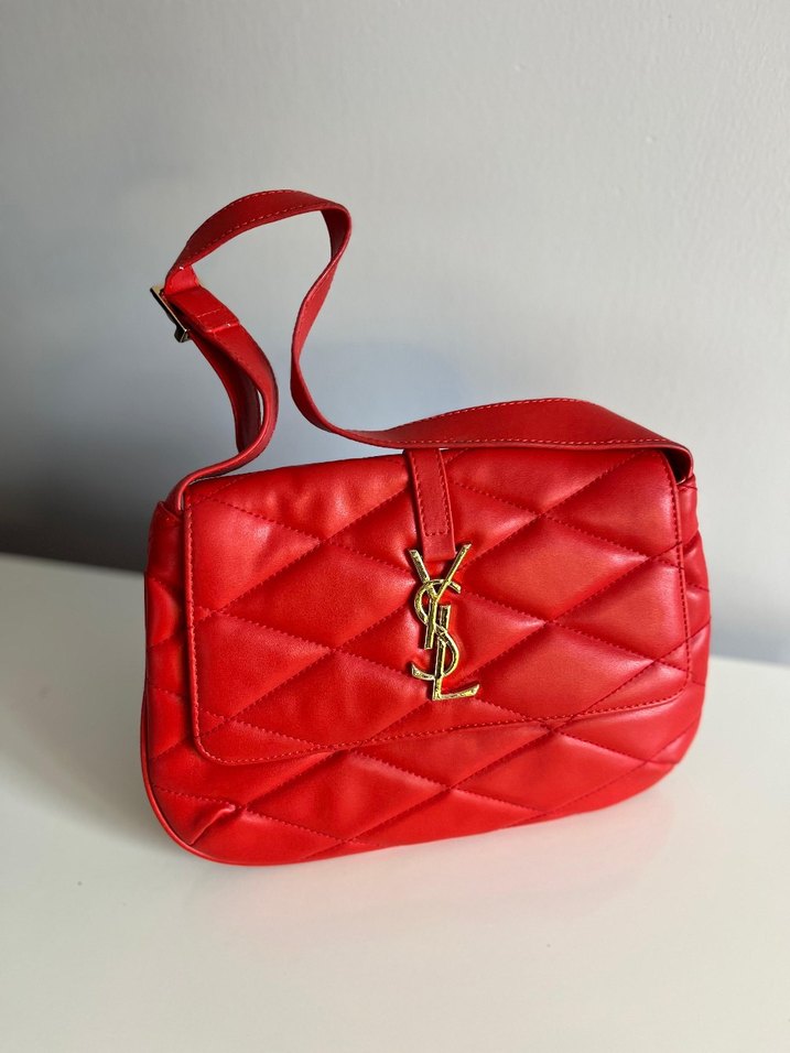 Kırmızı Deri Kadın Omuz Çantası - Görsel 5