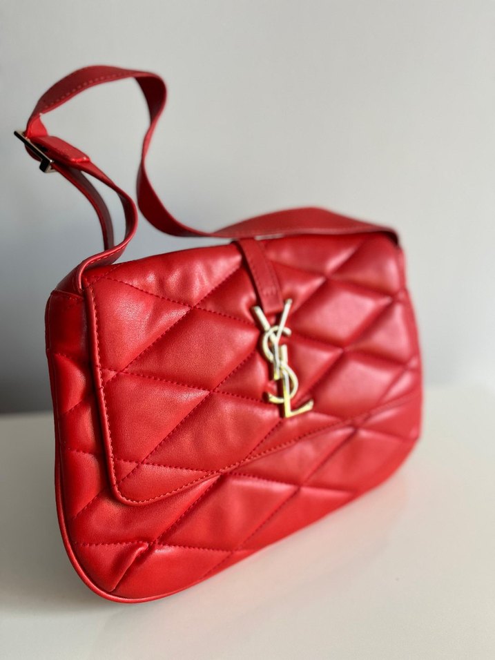 Kırmızı Deri Kadın Omuz Çantası - Görsel 3