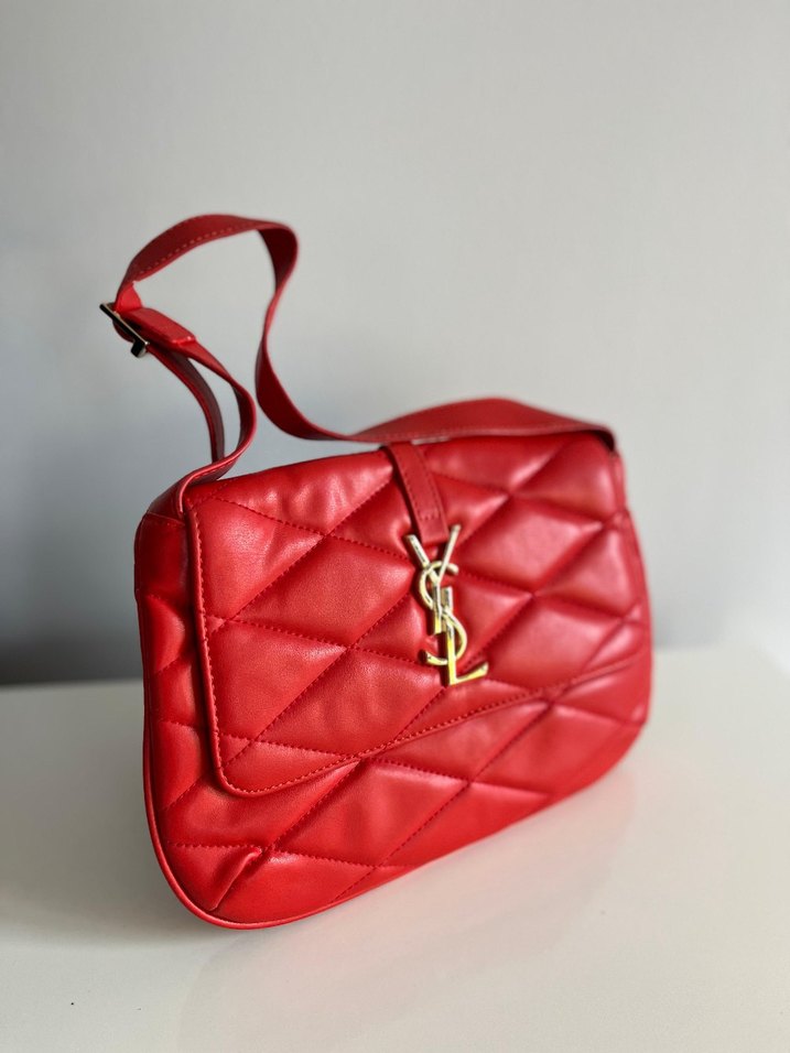 Kırmızı Deri Kadın Omuz Çantası - Görsel 4