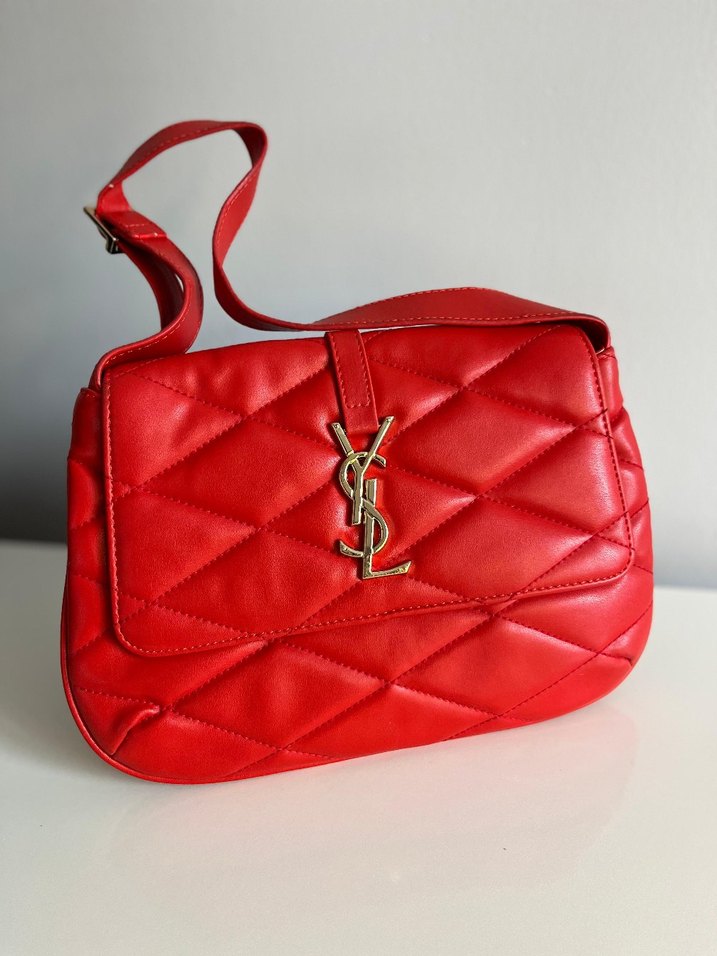 Kırmızı Deri Kadın Omuz Çantası - Görsel 2