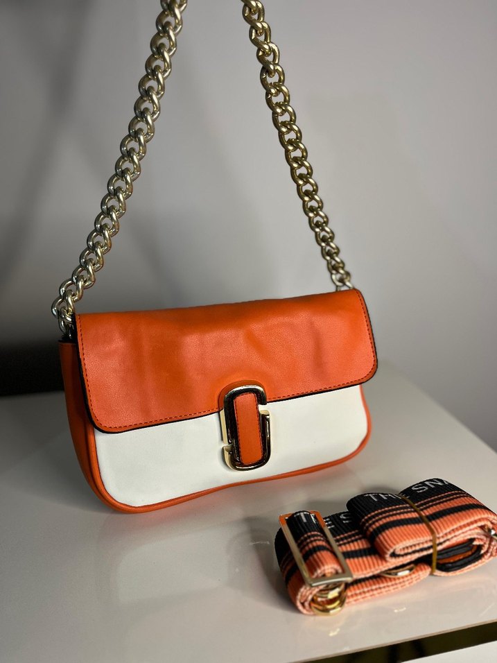 Renkli Zincir Detaylı Deri Kadın Çapraz Çanta - Görsel 2