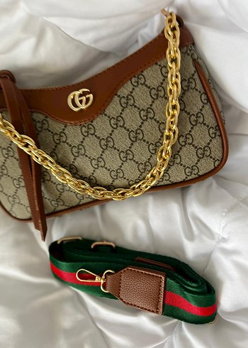 Zincir Detaylı Kahverengi Deri Kadın Çanta - Görsel 2