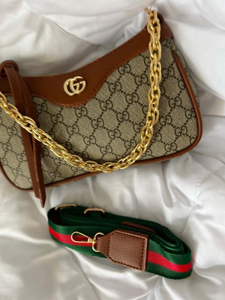 Zincir Detaylı Kahverengi Deri Kadın Çanta - Görsel 2