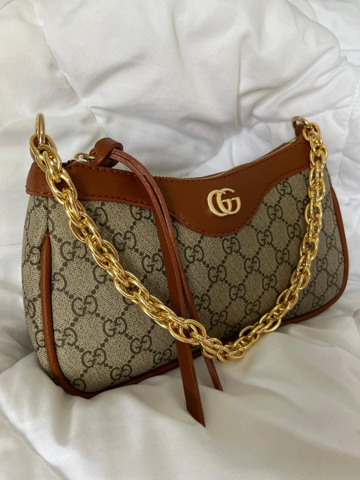 Zincir Detaylı Kahverengi Deri Kadın Çanta - Görsel 4