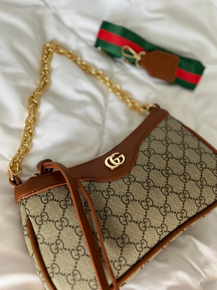 Zincir Detaylı Kahverengi Deri Kadın Çanta - Görsel 5