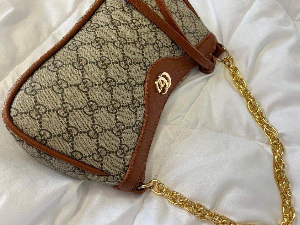 Zincir Detaylı Kahverengi Deri Kadın Çanta - Görsel 3