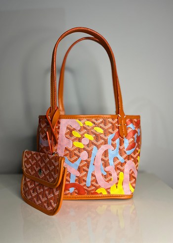 Renkli Baskılı Deri Kadın Çanta - Görsel 5