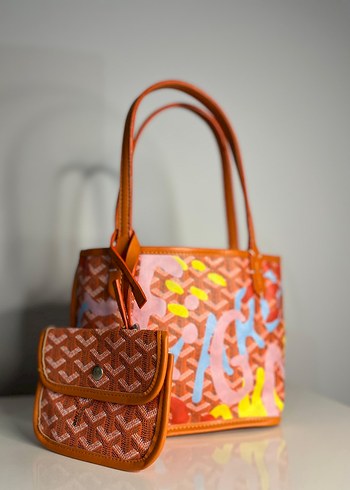 Renkli Baskılı Deri Kadın Çanta - Görsel 6