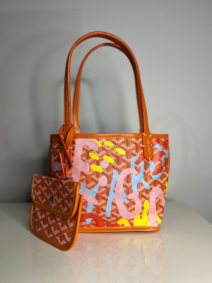 Renkli Baskılı Deri Kadın Çanta - Görsel 5