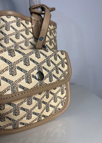 Bej Desenli Deri Kadın Çanta - Görsel 2