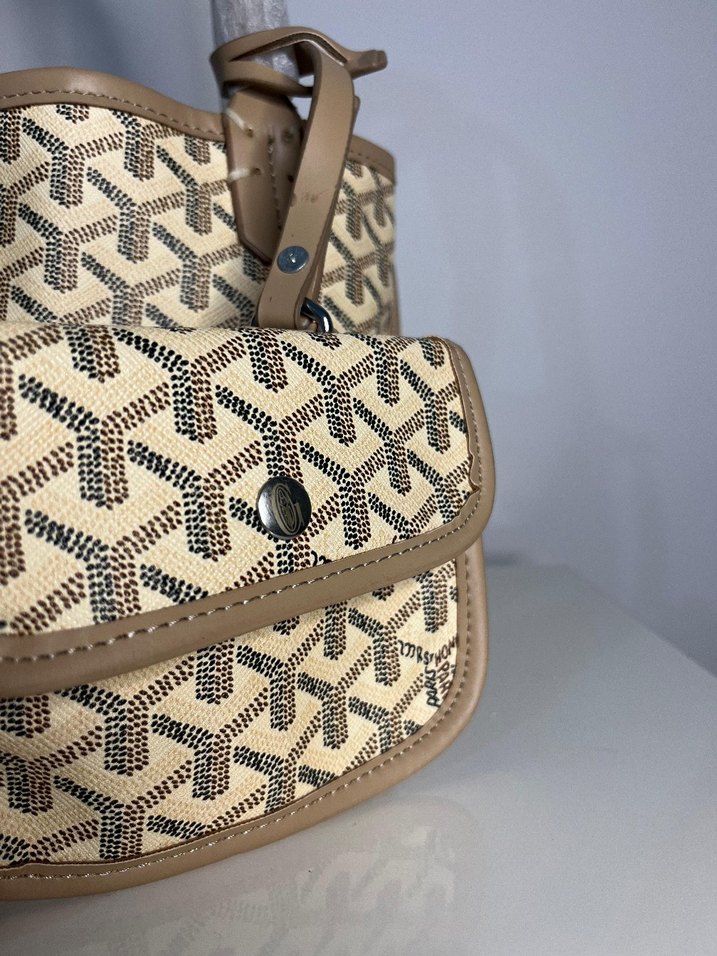 Bej Desenli Deri Kadın Çanta - Görsel 2