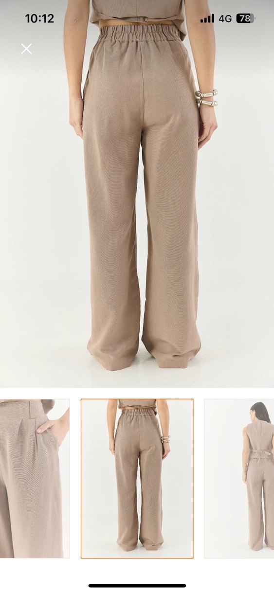 Bej Kadın Normal Boy Rahat Kesim Kumaş Pantolon - Görsel 4