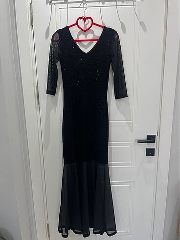 Tüllü simli balık elbise - Görsel 6