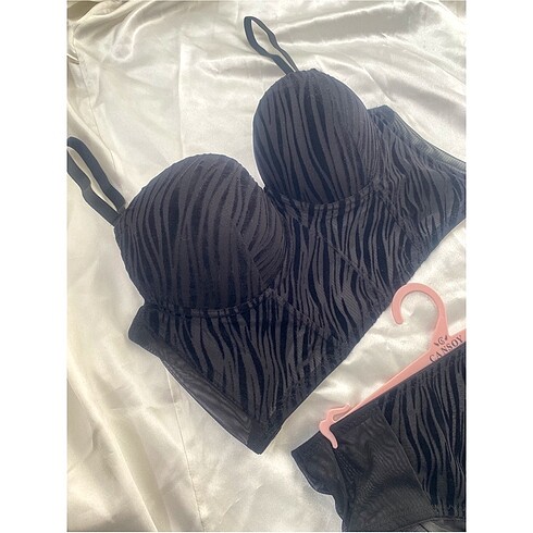 s Beden siyah Renk Siyah Zebra Bralet Takım
