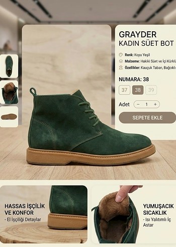 Greyder Grreyder Kadin Koyu Yesil Suet Kadin Bot