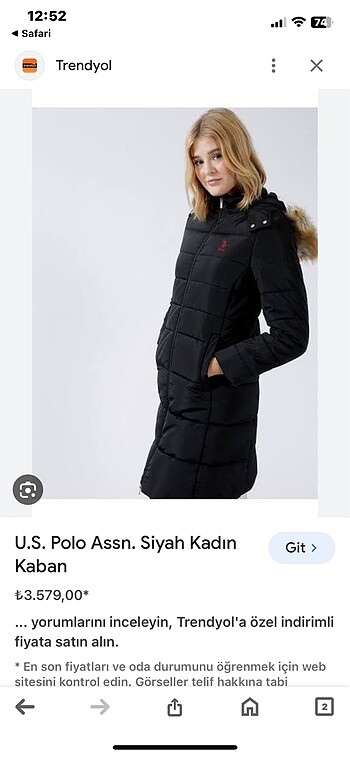 Us Polo kadın mont