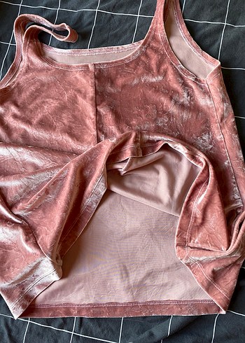 American Vintage Pembe Parlak kadife askılı bluz