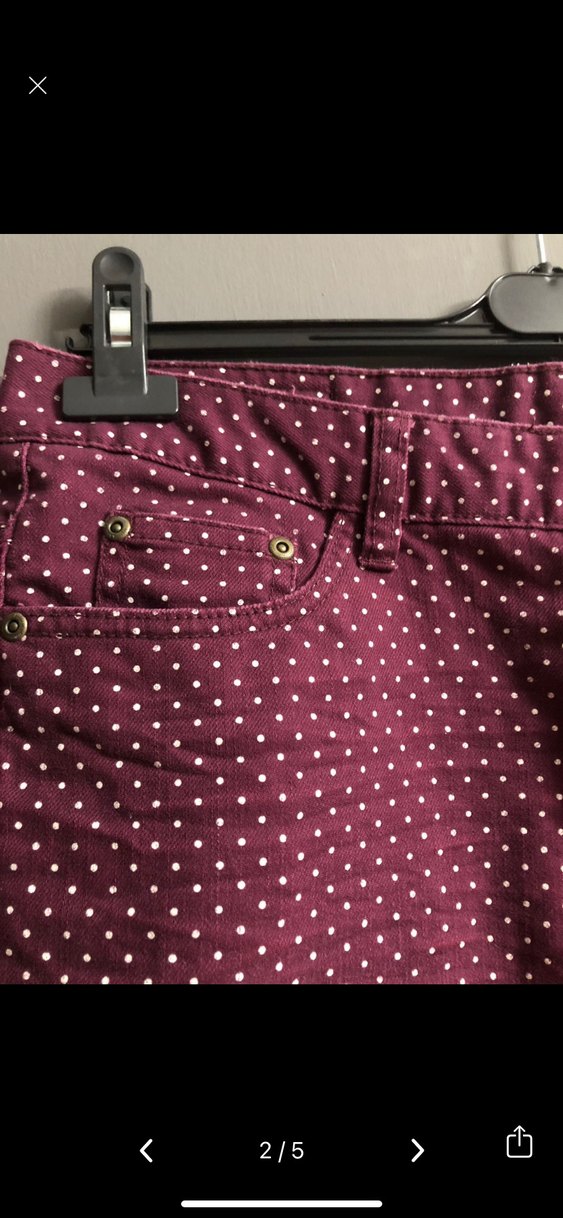 Bordo Puantiyeli Düğmeli Mini Etek - Görsel 2