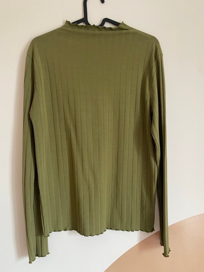 Kadın Haki Boğazlı Fitilli Triko - Görsel 2