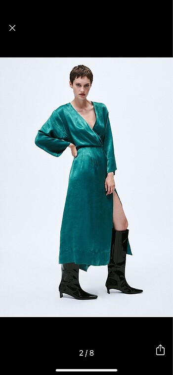 Zara Zara Zümrüt yeşili elbise