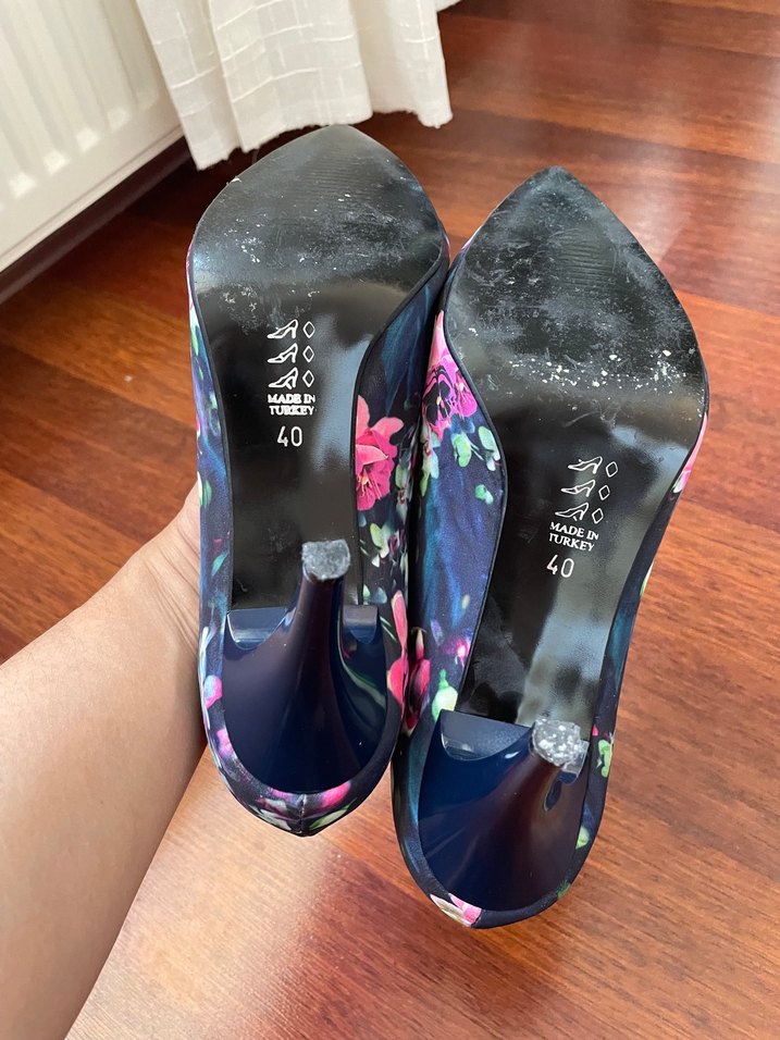 Kadın topuklu ayakkabı Çiçek Desenli Stiletto - Görsel 5