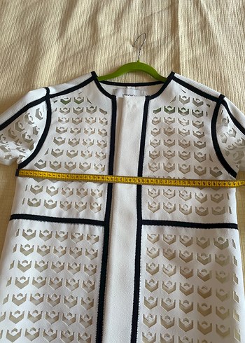 İpekyol Uzun Beyaz Dantel İşlemeli Kadın Ceket - Görsel 4