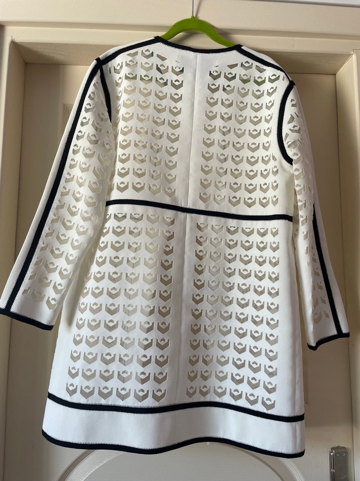 İpekyol Uzun Beyaz Dantel İşlemeli Kadın Ceket - Görsel 3