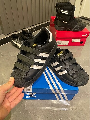 32 Beden siyah Renk Orjinal Adidas Süperstar unisex çocuk
