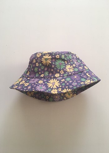 Mor Çiçekli Kadın Bucket Şapka