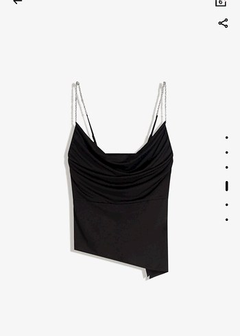 Bershka siyah gümüş zincir askılı bluz - Görsel 2