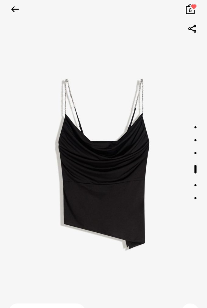 Bershka siyah gümüş zincir askılı bluz - Görsel 2