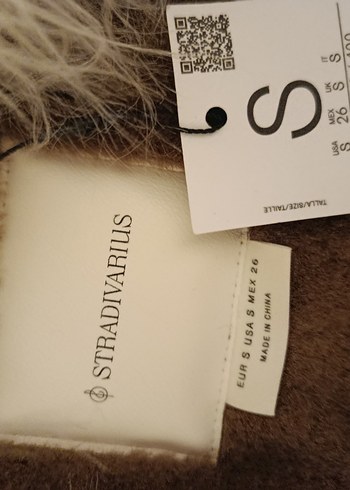 Stradivarius kahverengi Süet Kürk Detaylı Kadın Kışlık Ceket - Görsel 3